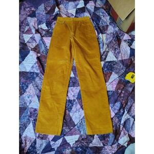 Vintage 80s Walk On Corduroy Pants Womens 29x32 Orange Yellow Tapered Cowgirl